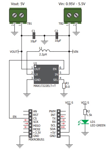 回路図 - Mikroe MIKROE-3035 Nano Power Click